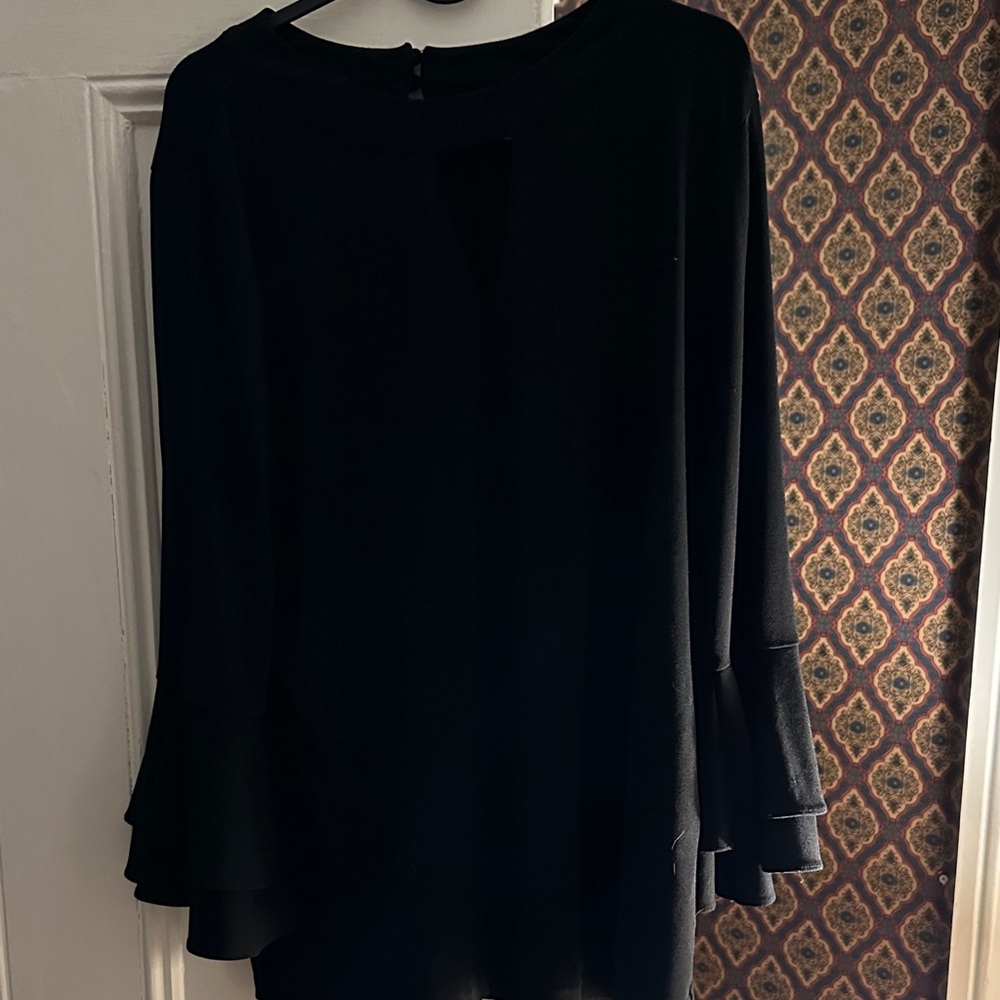 Charter Club Black Blouse with Ruffle Sleeves
